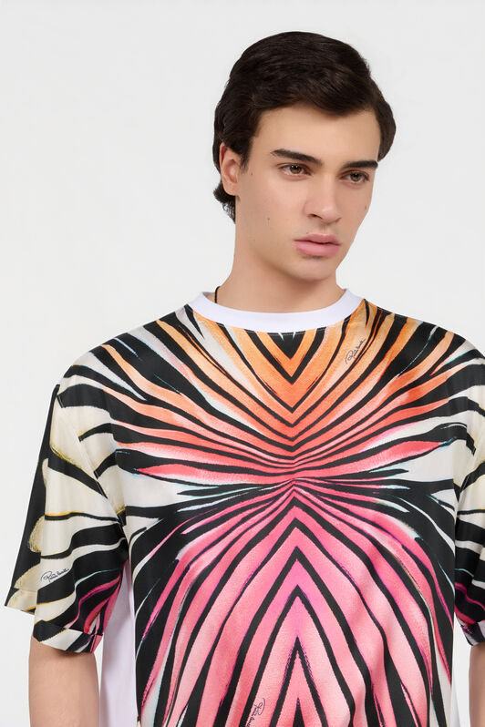 RC Ray Of Paradise Print Silk T-Shirt CORAL PINK XRT62B-4QM33