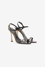 RC Crocodile-Effect Slingback Sandals Black VKS022-PZ579
