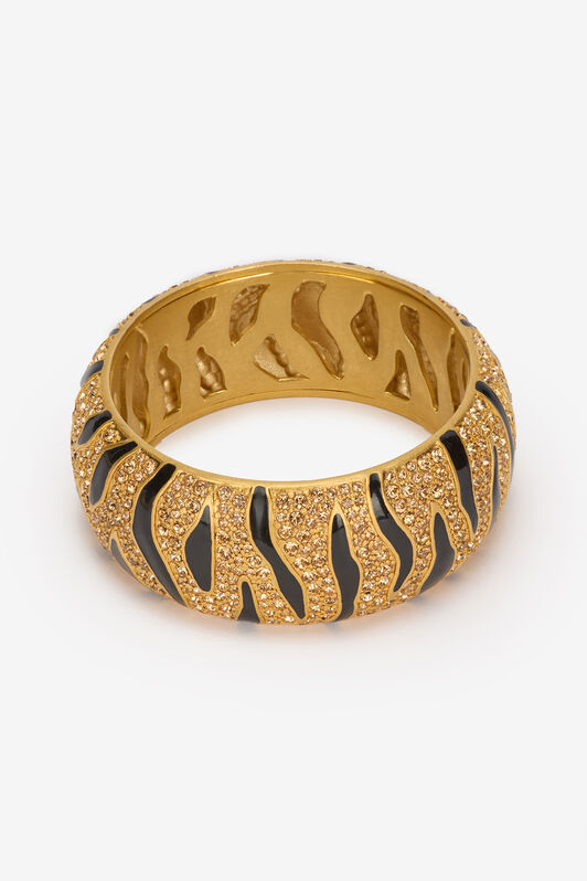 RC Bracelet Rigide Avec Cristaux Et Motif Tiger Skin Or VKG004-AM011