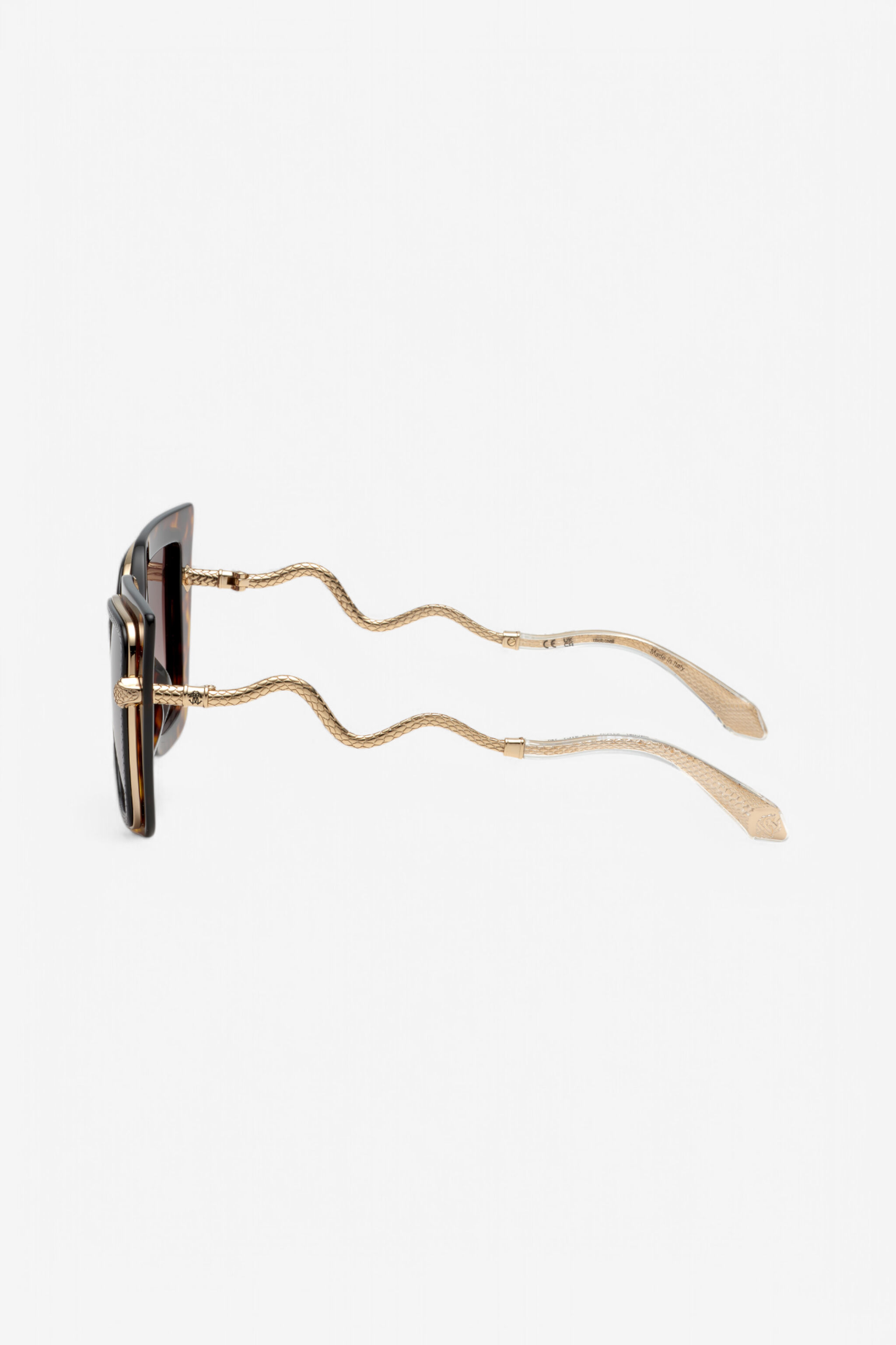 RC Sonnenbrille mit breiter und femininer Vorderseite und doppeltem Ring als Dekor BLACK TOP+HAVANA UALD06-ID201