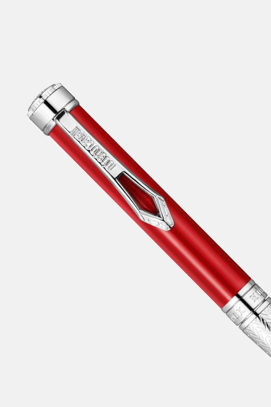 RC Penna a sfera Lacquer di Roberto Cavalli, color argento e lacca rossa SILVER RED VALG09-IG272