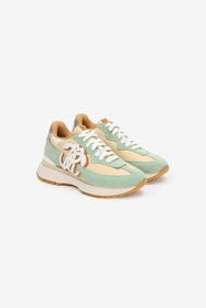 RC Zapatillas Con Talón En Contraste Y Monograma Mirror Snake Verde claro UKS032-PZM01