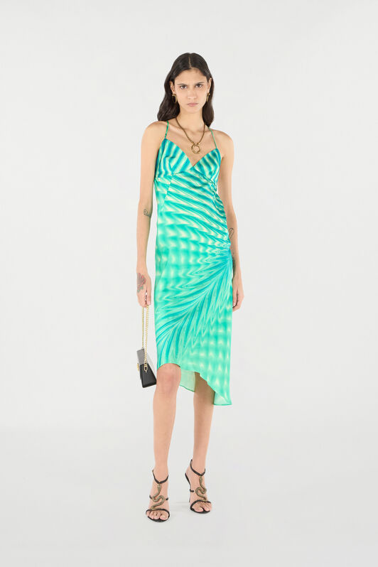 RC Asymmetrisches Kleid mit Optical-Glass-Print Hellgrün UKT114-RYN47