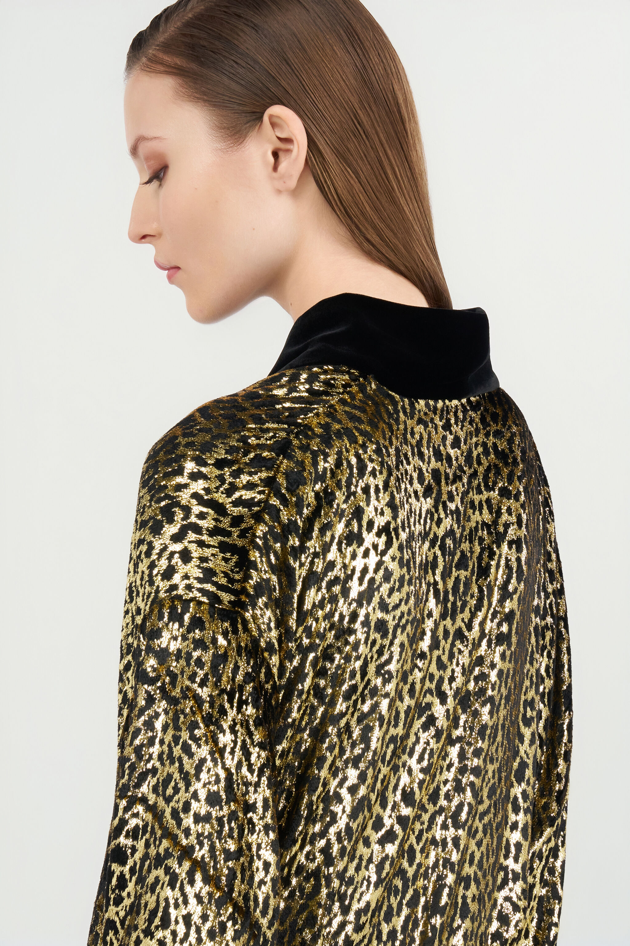 RC Mantel mit Fil Coupé Leopard-Print BLACK/GOLD WKT502-FT061