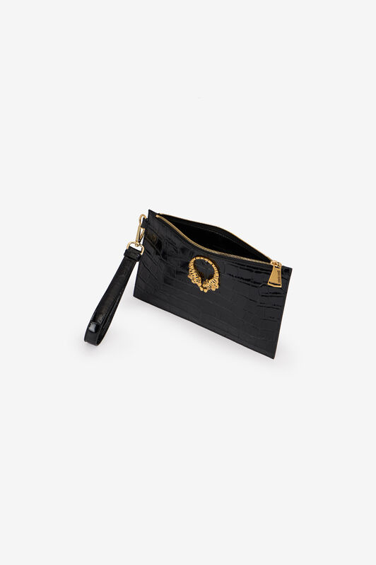RC Pochette de piel con estampado de cocodrilo BLACK WKA008-PZ975