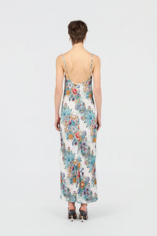 JC Dress mit Tropical Garden-Print TURCHESE CHIRO WFT312-WF710