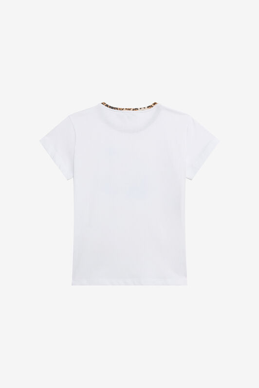 JU T-shirt Con Logo RC Floreale E Dettaglio Leopard OPTICAL WHITE WJT60Q-JD001