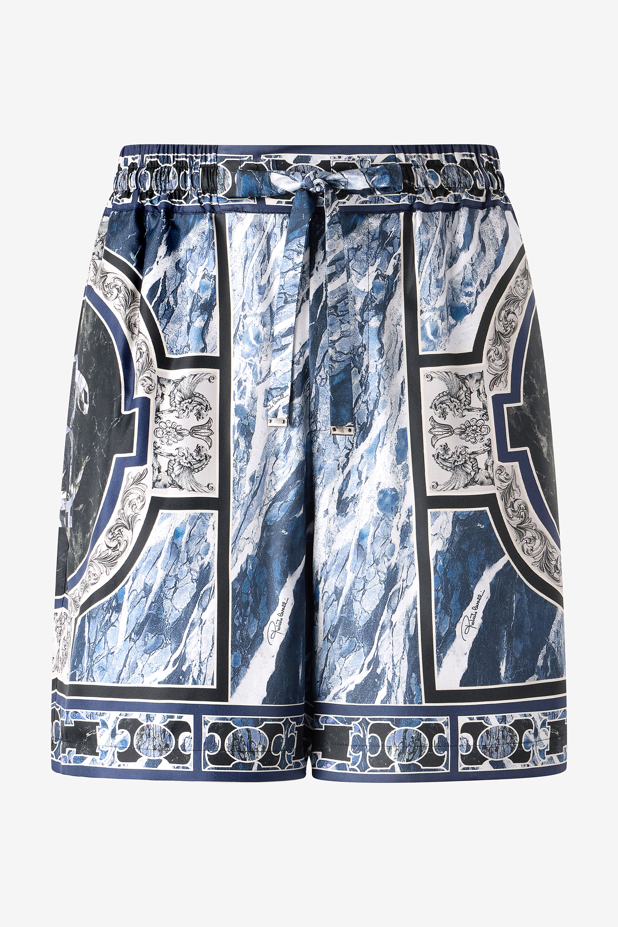 RC Short À Imprimé Marble Et Ornements Bleu foncé URT271-4QN64