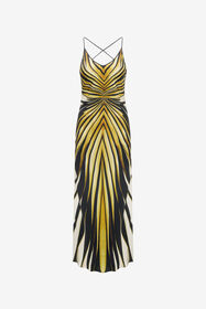RC Vestido Largo De Seda Estampado Ray Of Gold Oro TKT102-4QM33