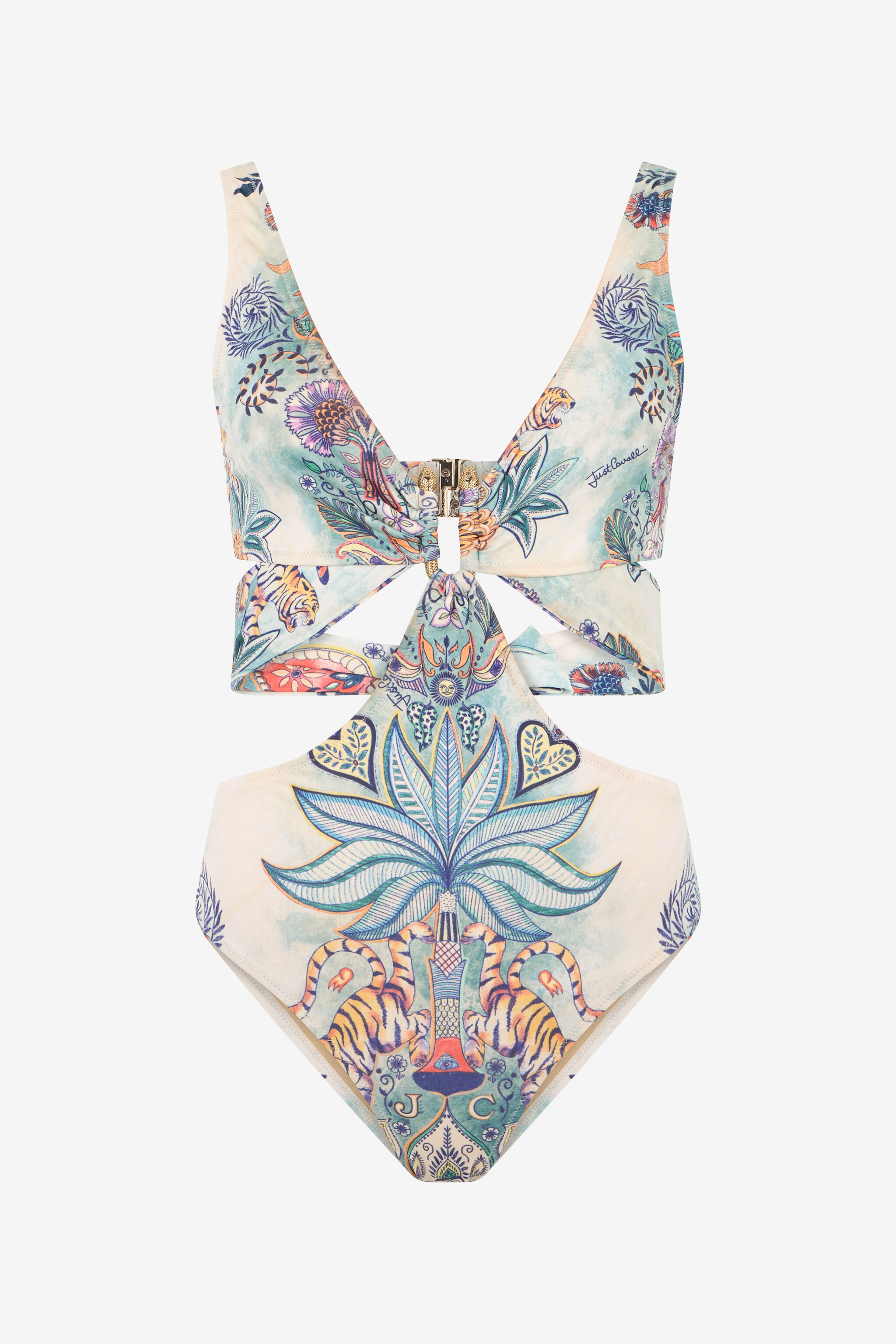 JC Einteiliger Badeanzug mit Tropical Garden-Print 217 AZZURRO + 582 AR WFM034-WF753