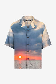 RC Sunset Print Silk Shirt BLUE UMT762-4QP85