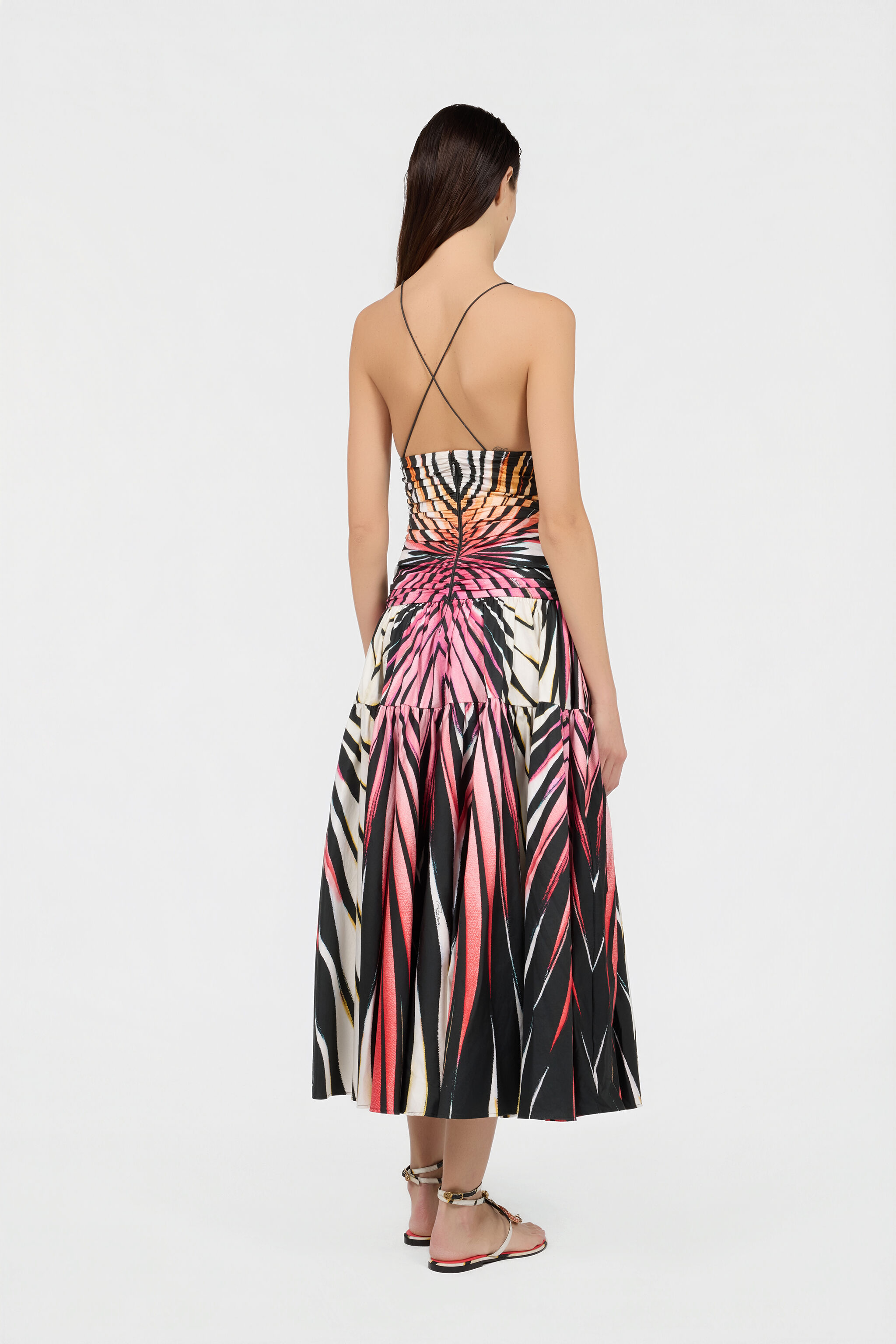 RC Midi Kleid mit Ray Of Paradise-Print CORAL XKT130-3AM33