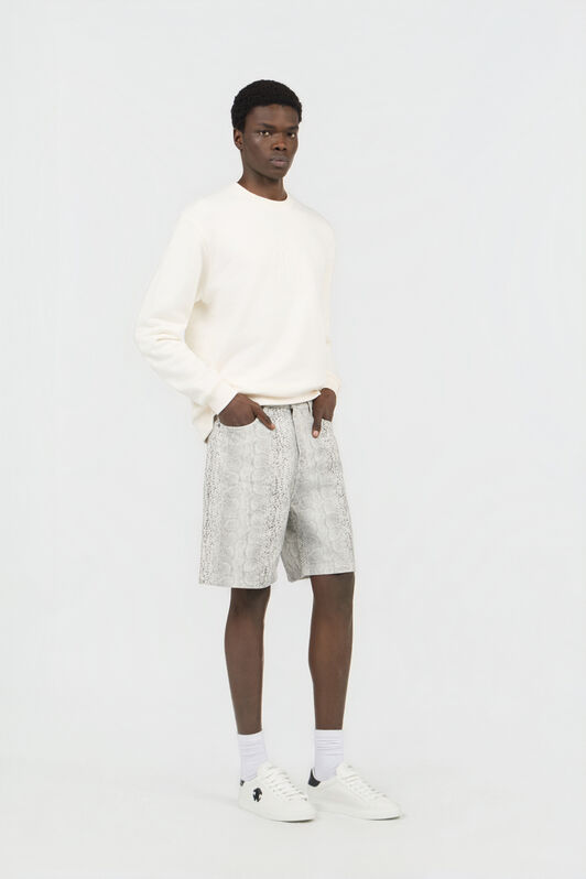 RC Snakeskin Print Denim Shorts WHITE SOJ20H-DL008