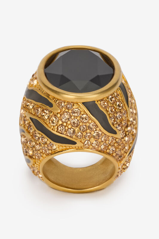 RC Anillo De Cóctel Con Cristales Y Motivo Tiger Skin Oro VKG030-AM011