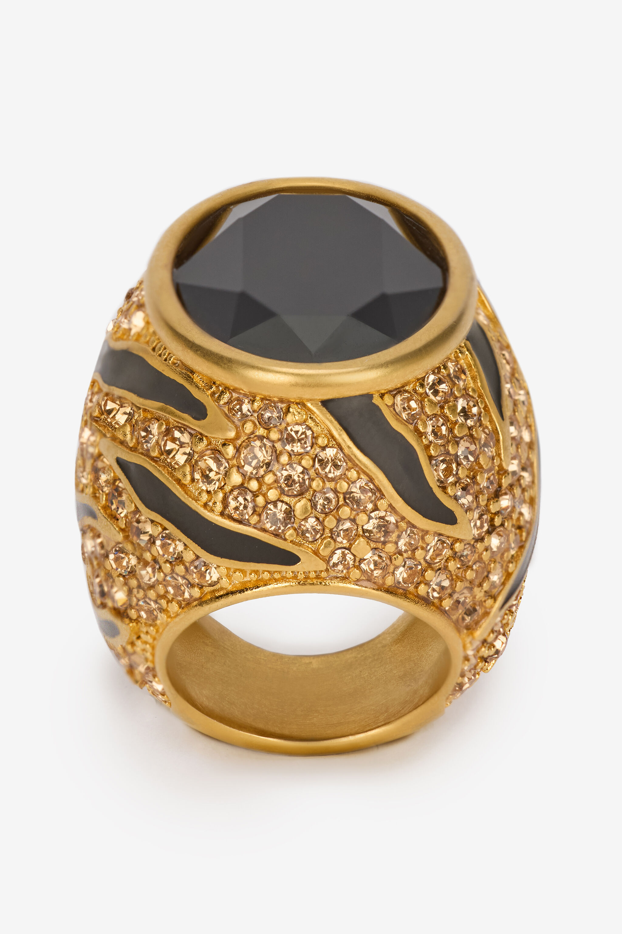 RC Anillo De Cóctel Con Cristales Y Motivo Tiger Skin Oro VKG030-AM011