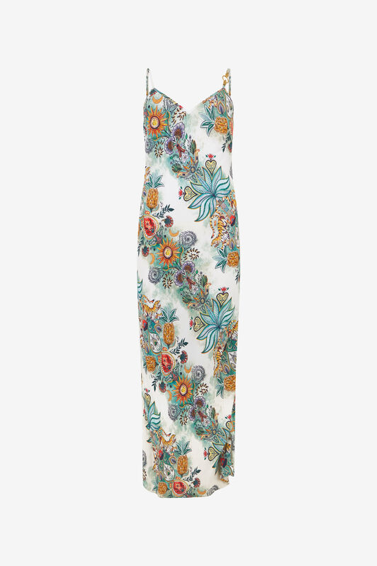 JC Dress mit Tropical Garden-Print TURCHESE CHIRO WFT312-WF710