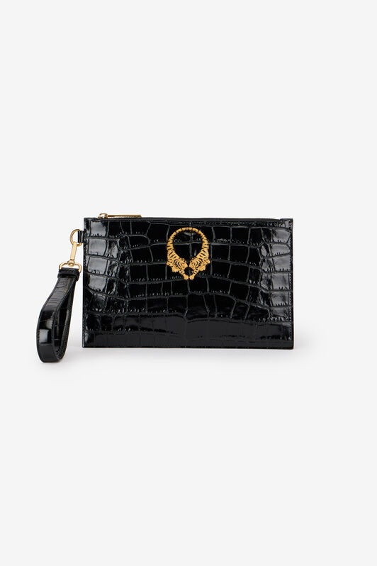 RC Pochette de piel con estampado de cocodrilo BLACK WKA008-PZ975