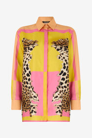 RC Silk Shirt with Cavalli Pop Print YELLOW WQT704-OZR33