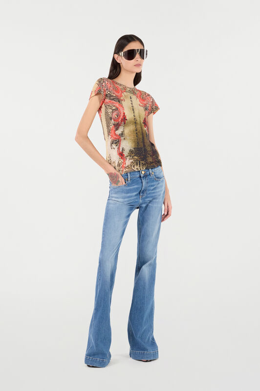 RC T-Shirt Aus Baumwolle Mit Orientalischem Print NATURALE/ROSSO VQT61C-3DQ00