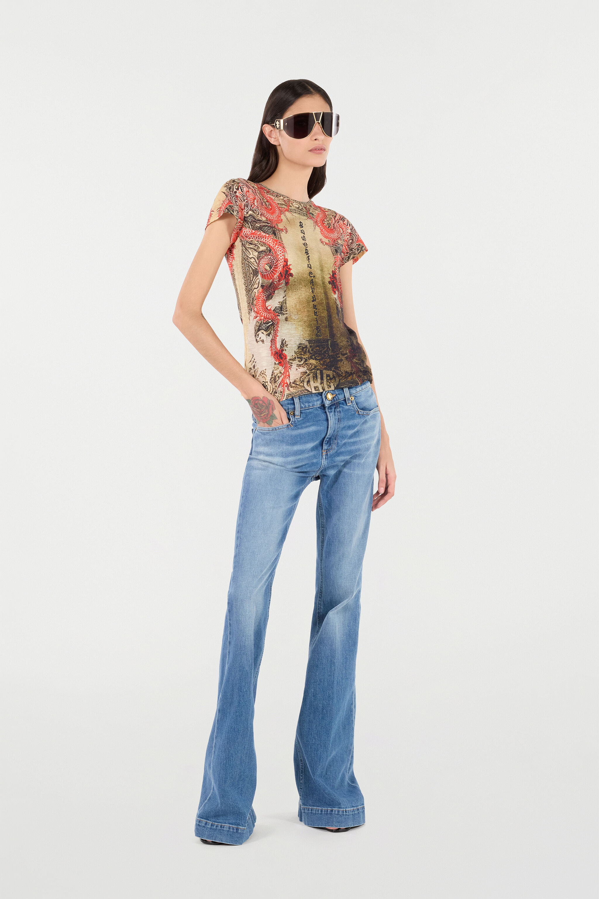 RC T-Shirt Aus Baumwolle Mit Orientalischem Print NATURALE/ROSSO VQT61C-3DQ00