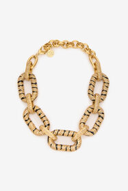 RC Chain Necklace With Crystals And Tiger Skin Pattern Gold VKG022-AM011
