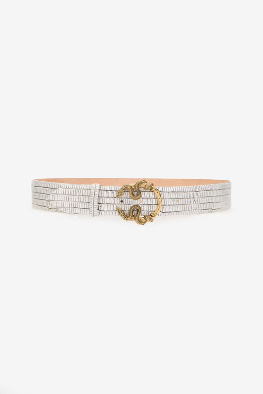 RC Cinturón Blanco De Piel Con Hebilla De Serpiente BONE WKC001-PZ119