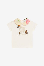 JU T-shirt con colletto floreale MILKY WHITE VJT601-JD001
