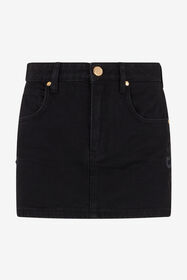 RC Black Denim Mini Skirt With Snake Embroidery BLACK SOJ30A-DN001