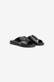 RC Sandales en cuir effet crocodile noires BLACK VMS001-PZ037