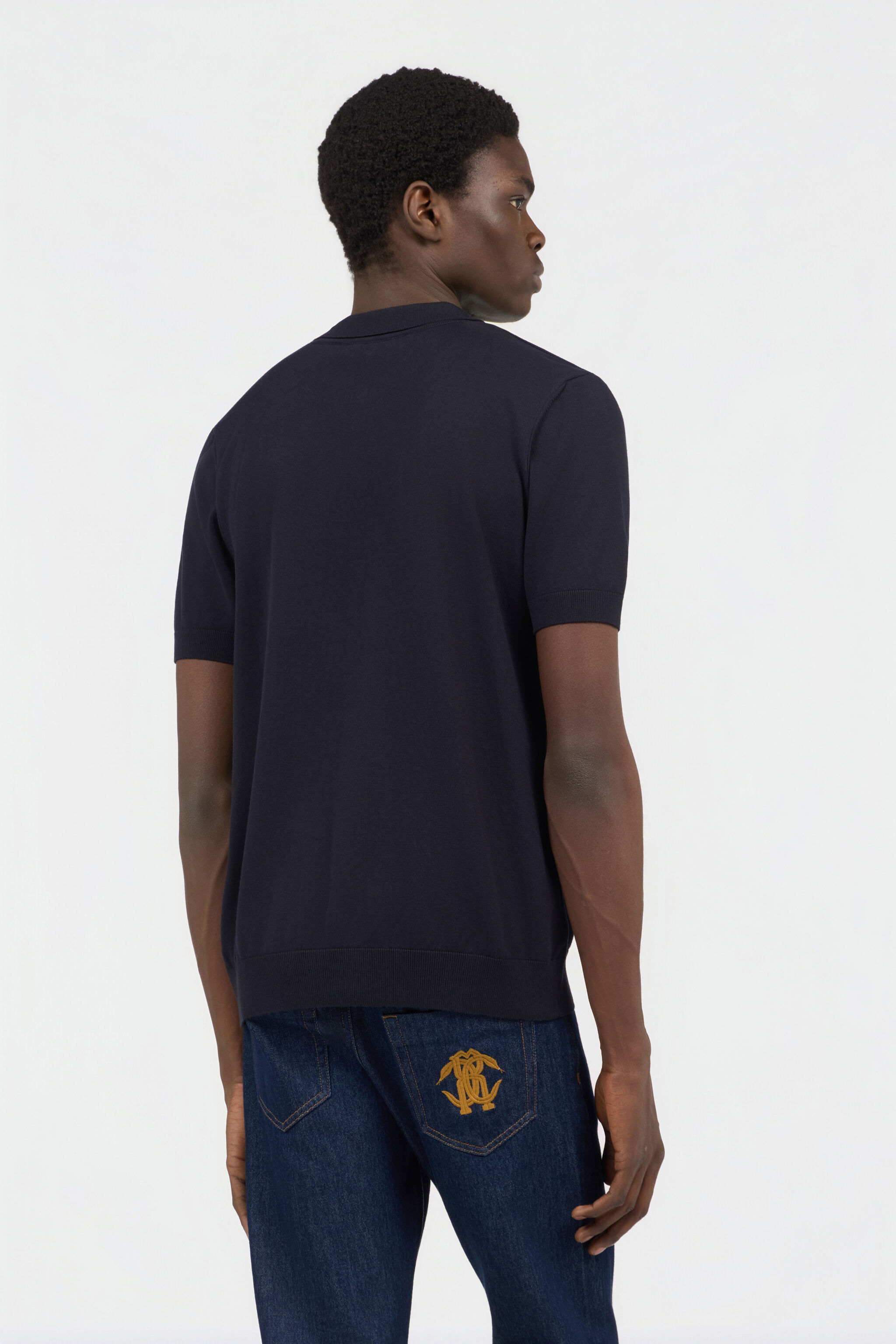 RC Blaues Strick-Poloshirt mit Monogram RC BLU NAVY SOT71D-VI044