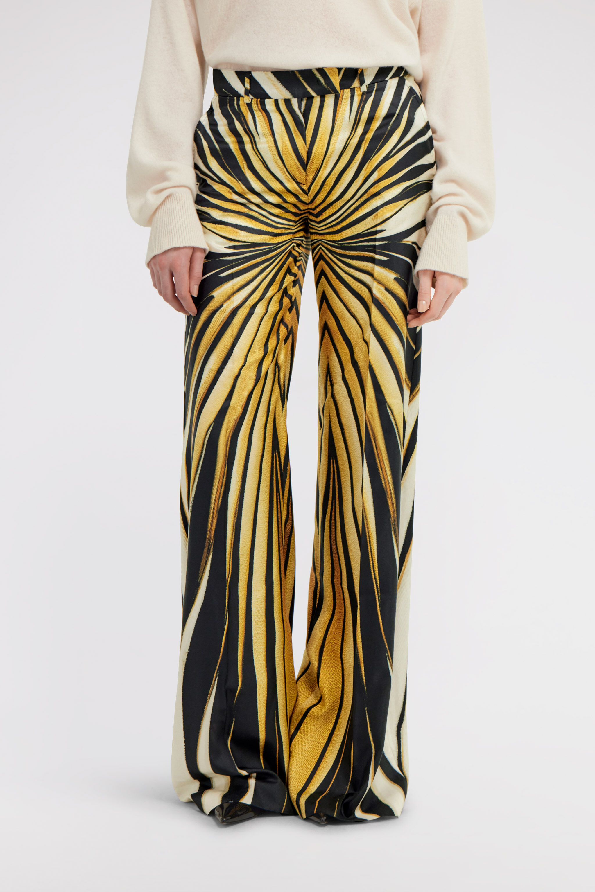 RC Pantalón Palazzo De Seda Estampado Ray Of Gold Oro TKT201-4QM33