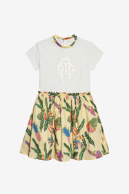 JU Abito con stampa Tropicana MILKY WHITE/YELLOW WJT10C-JD001