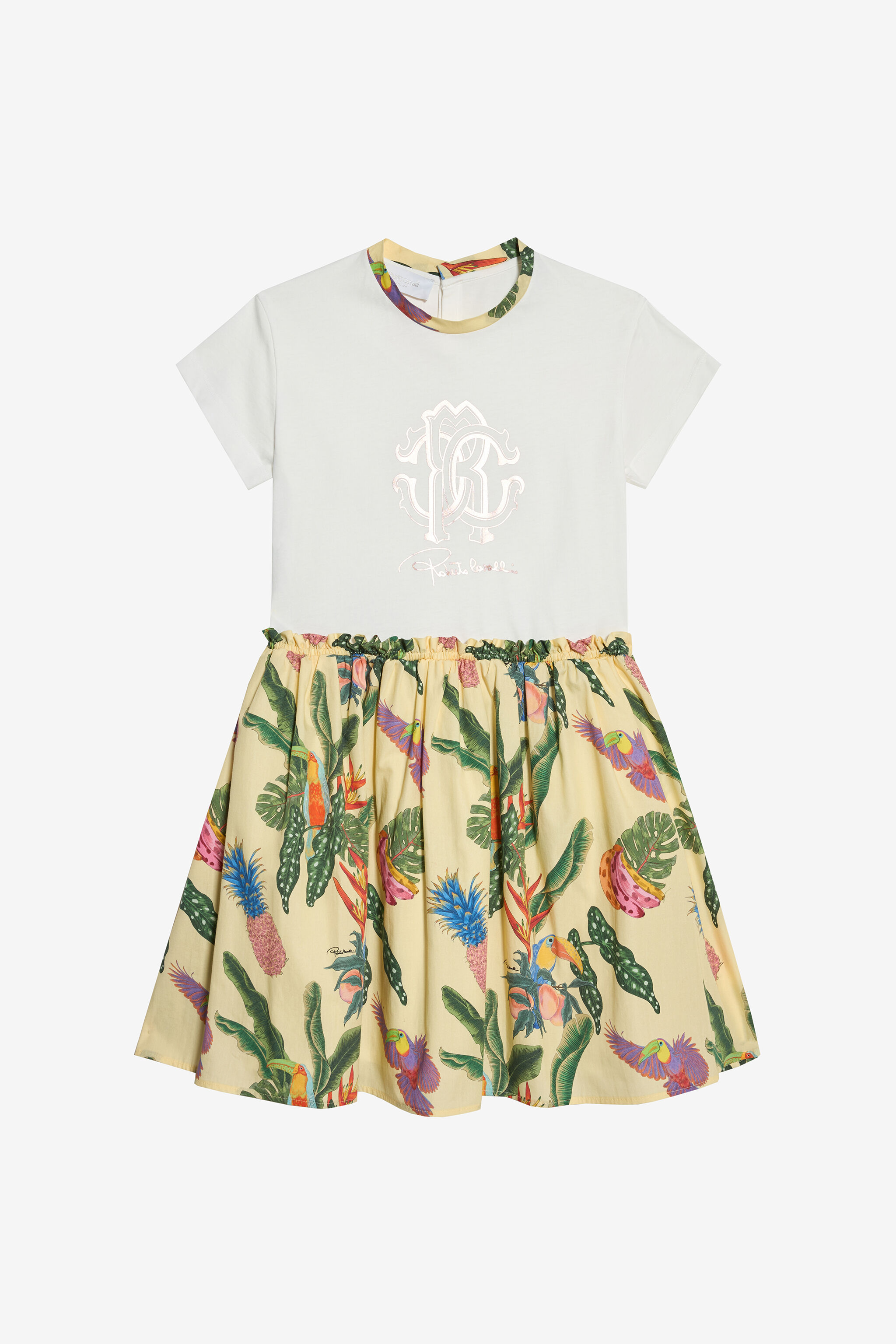 JU Kleid mit Tropicana-Print MILKY WHITE/YELLOW WJT10C-JD001