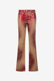 RC Metallic Leather Flare Pants SAND/RED WQP221-PC002