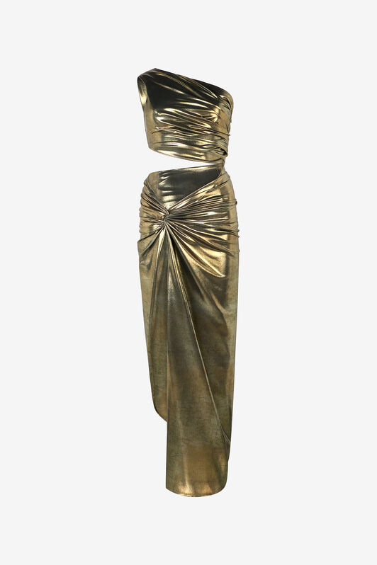 RC Goldfarbenes One-Shoulder-Kleid mit Cut-out GOLD WWT106-JE032