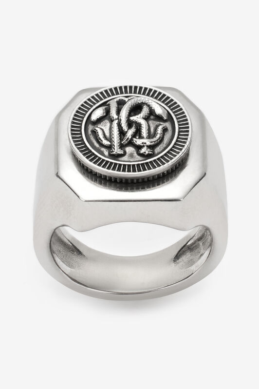 RC Bague Chevalière Monogram RC Finition Argentée Argent TRG006-AM258