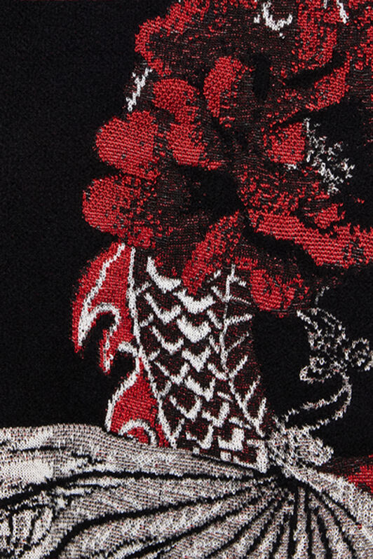 RC Minikleid Mit Floralem Motiv Und Drachen Schwarz/Rot VQM106-MG011