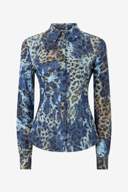 RC Cotton Shirt With Jaguar Skin Print BLU/CELESTE/MARRONE VKJ720-VT010