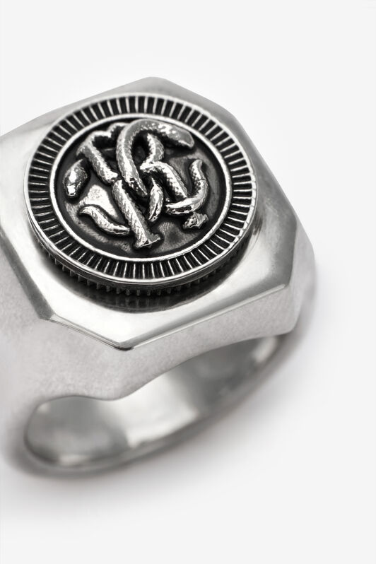RC Bague Chevalière Monogram RC Finition Argentée Argent TRG006-AM258