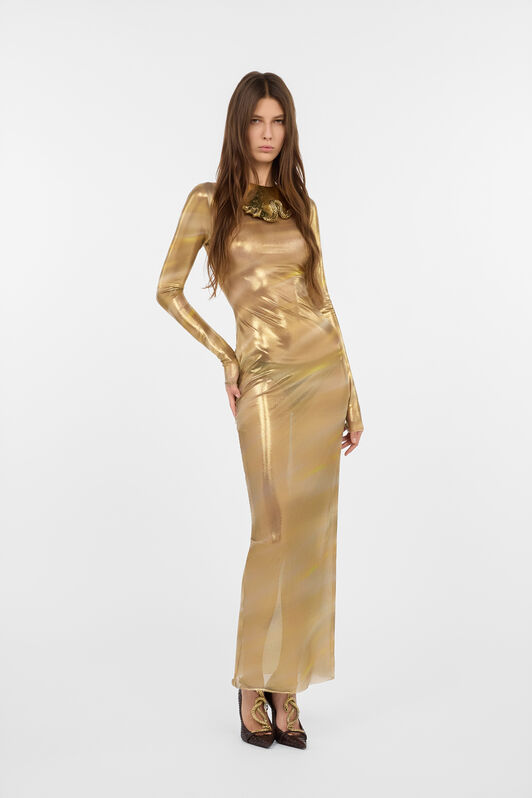 RC Langes transparentes Kleid mit Nilo Print GOLD-SAHARA WWT127-TLS27