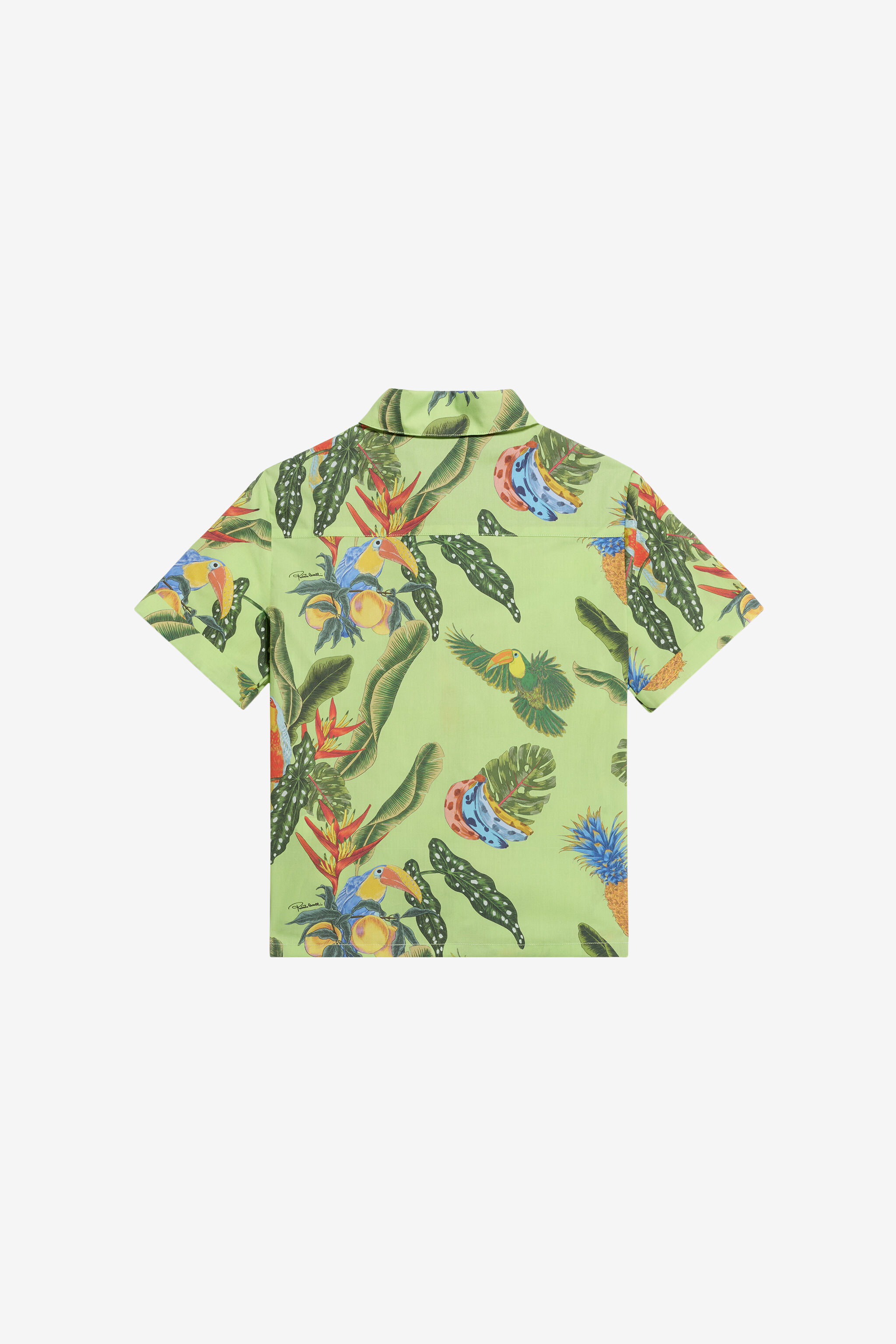 JU Camicia in Cotone con Stampa Tropicana LIME GREEN WJT70T-7MR12