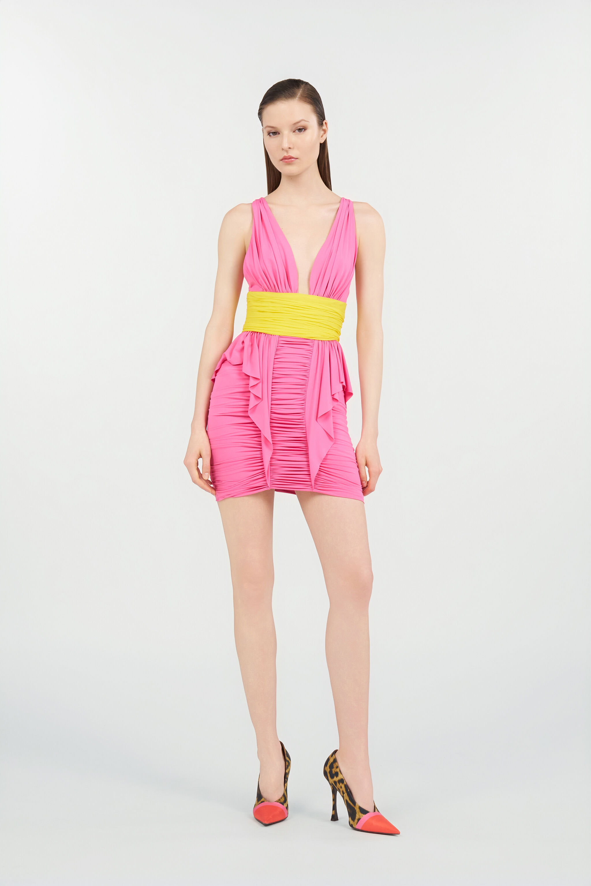 RC Vestido drapeado bicolor PINK WQT118-LL006