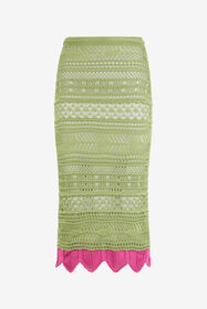 RC Jupe midi en maille avec détail contrastant LIGHT GREEN WQM305-MA018