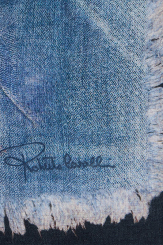 RC Baumwollschal mit Denim-Patchwork-Print DARK BLUE WQI007-1LR71