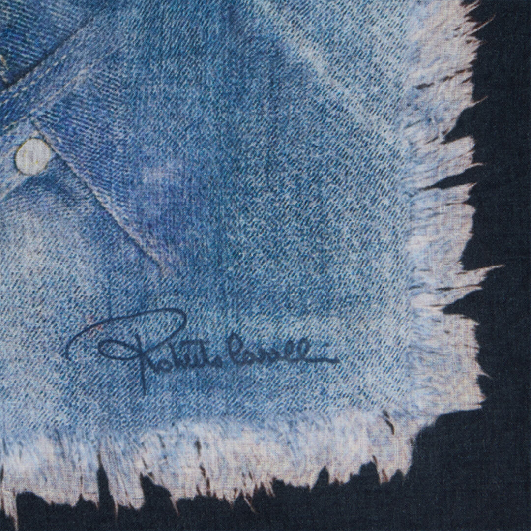 RC Baumwollschal mit Denim-Patchwork-Print DARK BLUE WQI007-1LR71