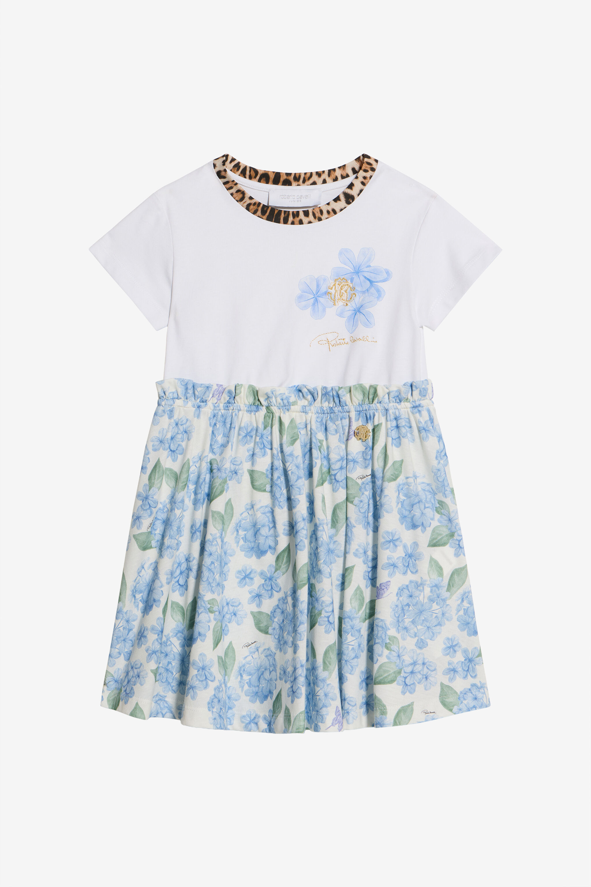 JU Abito In Cotone Stampa Plumago WHITE/BLUE WJT10B-JD001