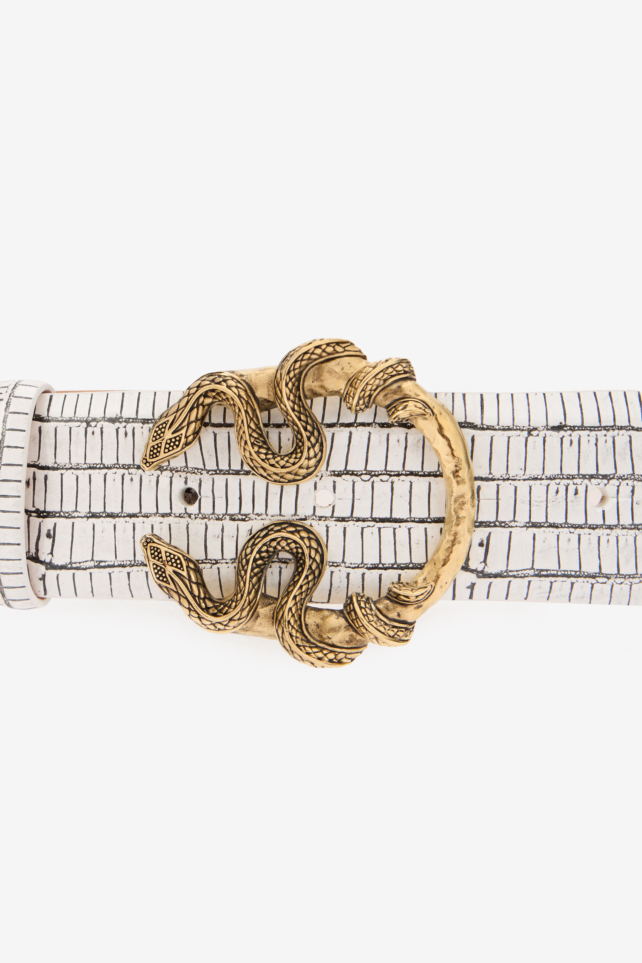 RC Cinturón Blanco De Piel Con Hebilla De Serpiente BONE WKC001-PZ119