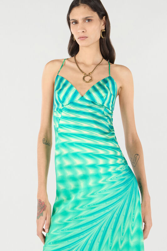 RC Asymmetrisches Kleid mit Optical-Glass-Print Hellgrün UKT114-RYN47