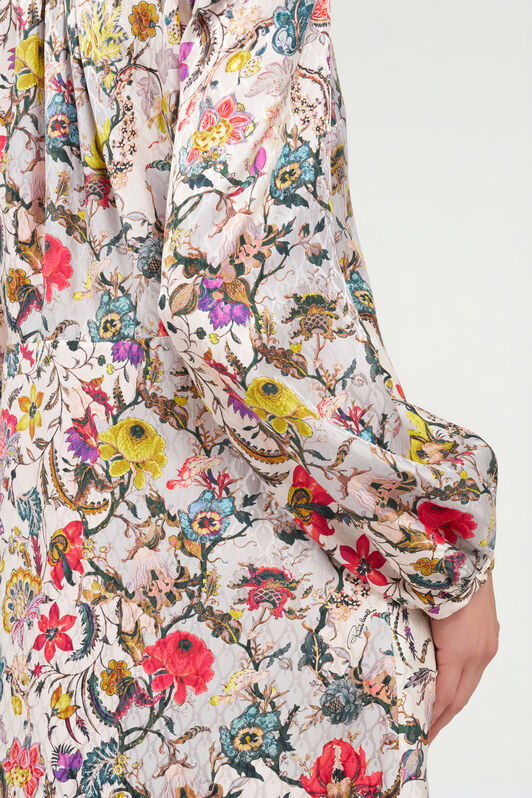RC Langes Seidenkleid mit Florentine Flowers-Print BEIGE WQT112-RYR29