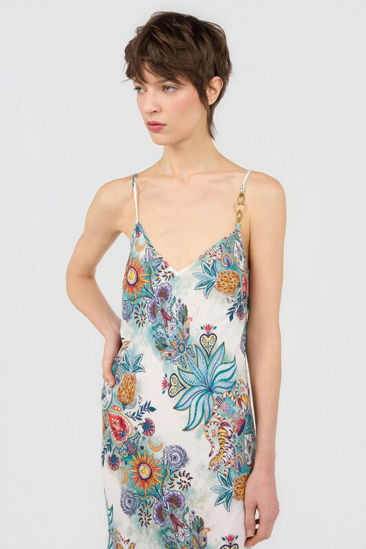 JC Dress mit Tropical Garden-Print TURCHESE CHIRO WFT312-WF710